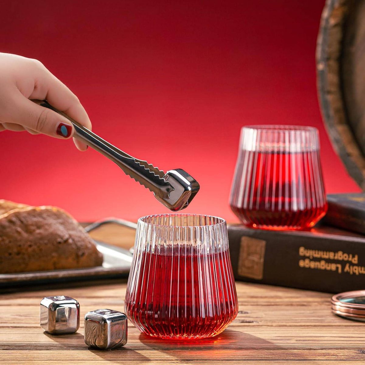 Cart In Mart 40 Pack Plastic Ribbed Wine Glasses 414ml Clear Stemless Wine Cups Reusable