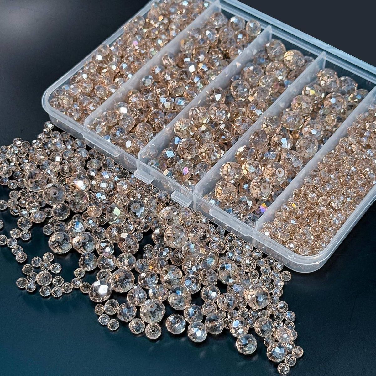 Cart In Mart 800PCS Crystal Glass Beads for Jewelry Making 4mm, 6mm, 8mm & 10mm Faceted