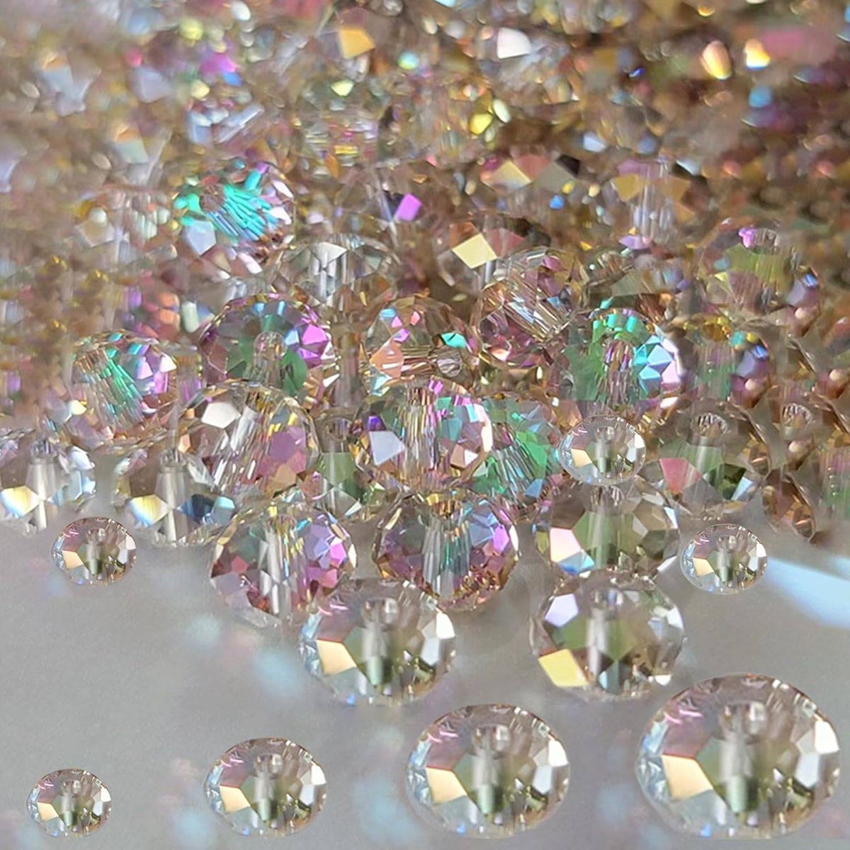 Cart In Mart 800PCS Crystal Glass Beads for Jewelry Making 4mm, 6mm, 8mm & 10mm Faceted