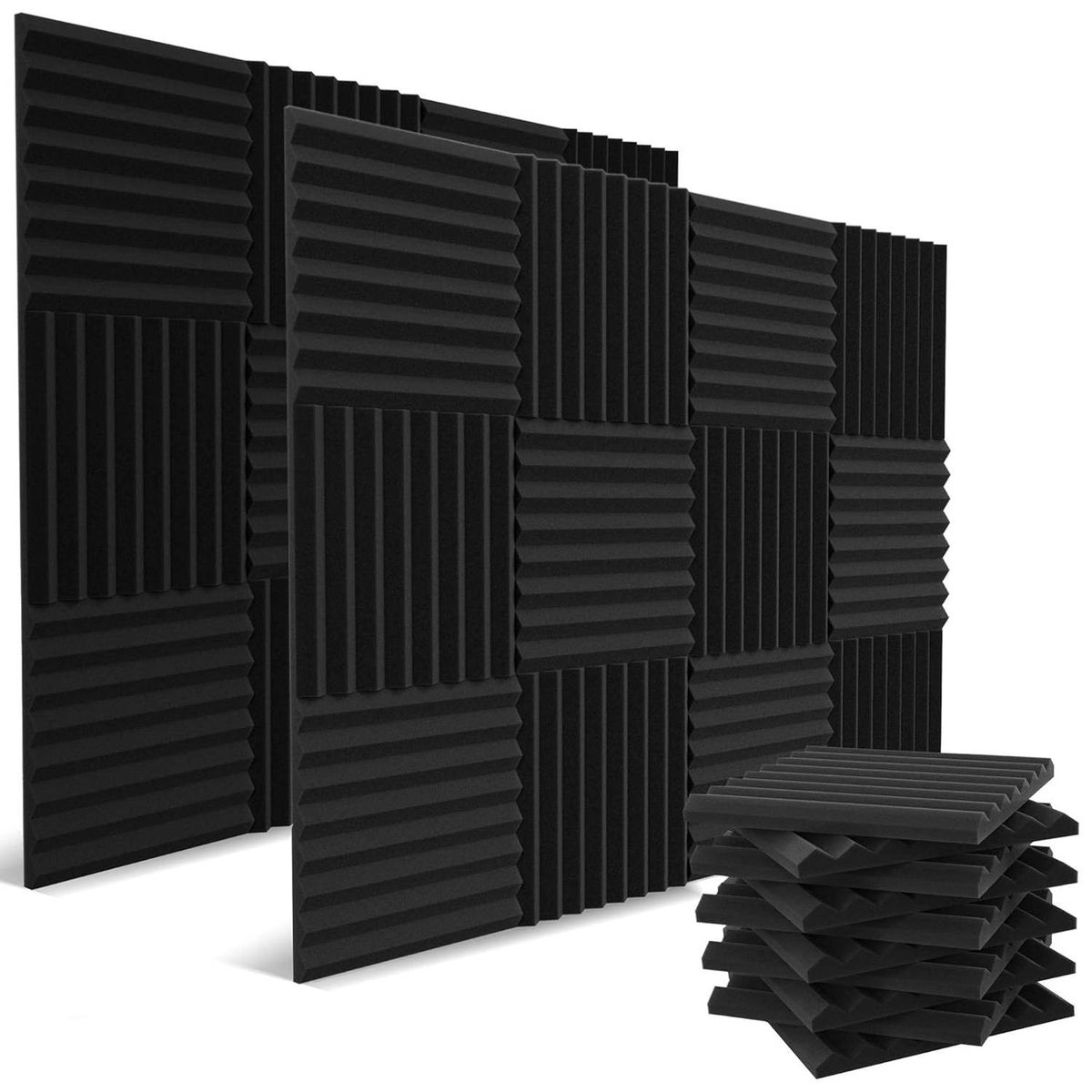 Cart In Mart 52 Pack Acoustic Foam Panels Soundproof Wall Panels with Adhesive Dots