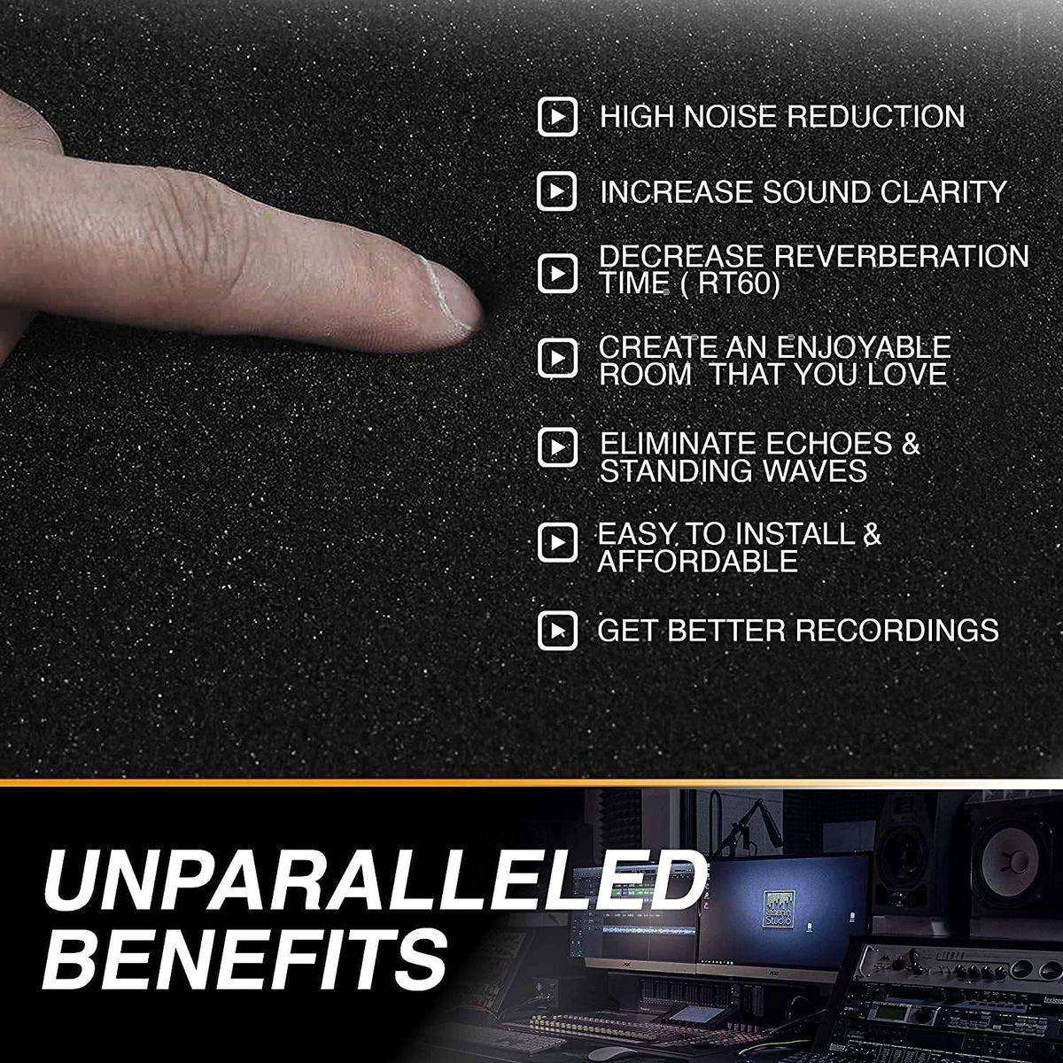 Cart In Mart 52 Pack Acoustic Foam Panels Soundproof Wall Panels with Adhesive Dots