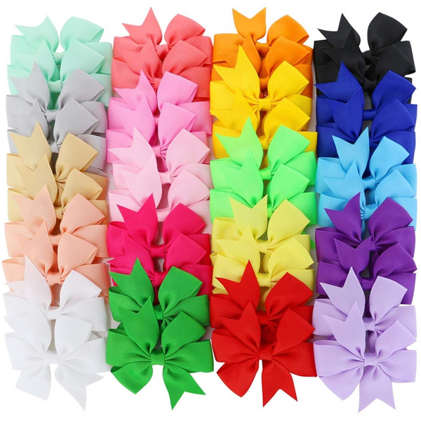 Cart In Mart 40 Pack 8.4cm Hair Bows For Baby Girls Alligator Clips Grosgrain Barrettes