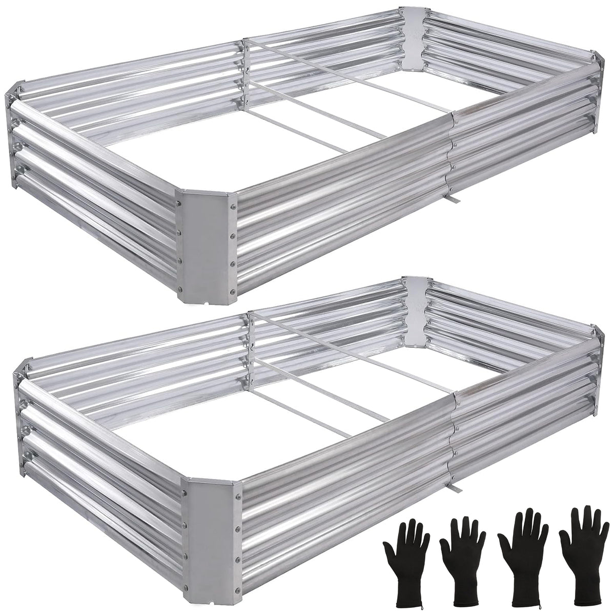 Cart In Mart 2 Pack Galvanised Metal Raised Bed Vegetable Planter Box -Extra Large