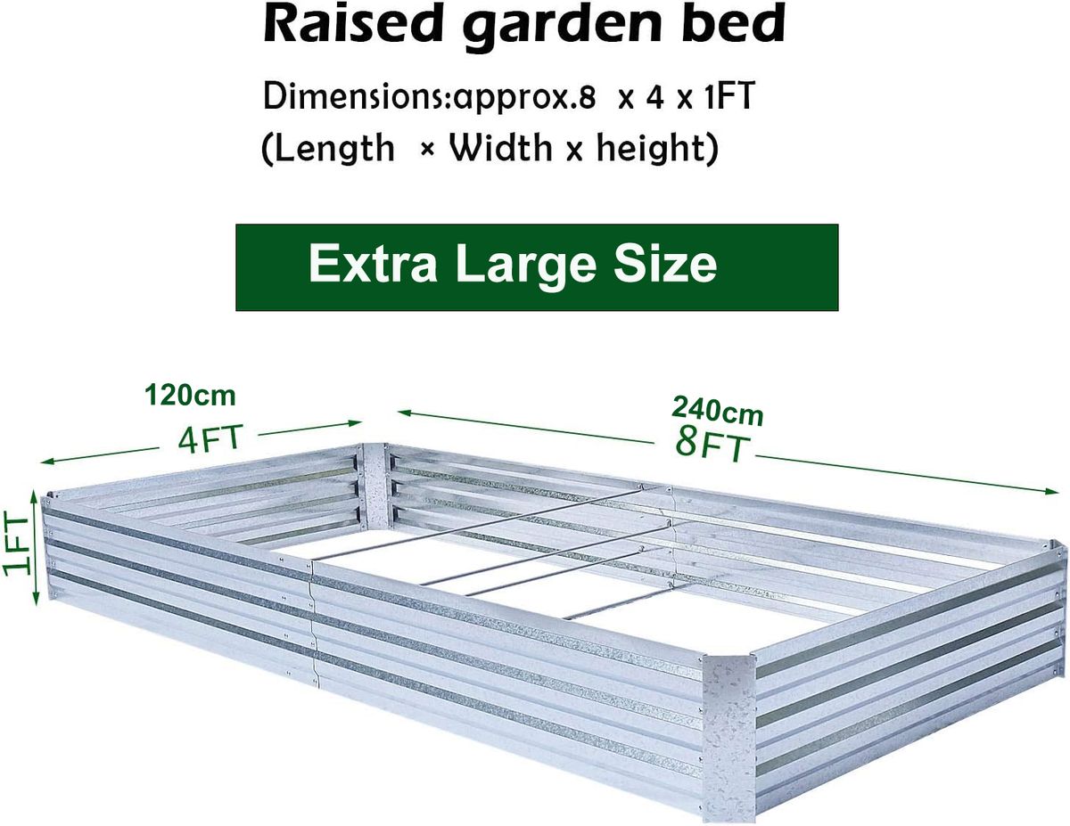 Cart In Mart 2 Pack Galvanised Metal Raised Bed Vegetable Planter Box -Extra Large