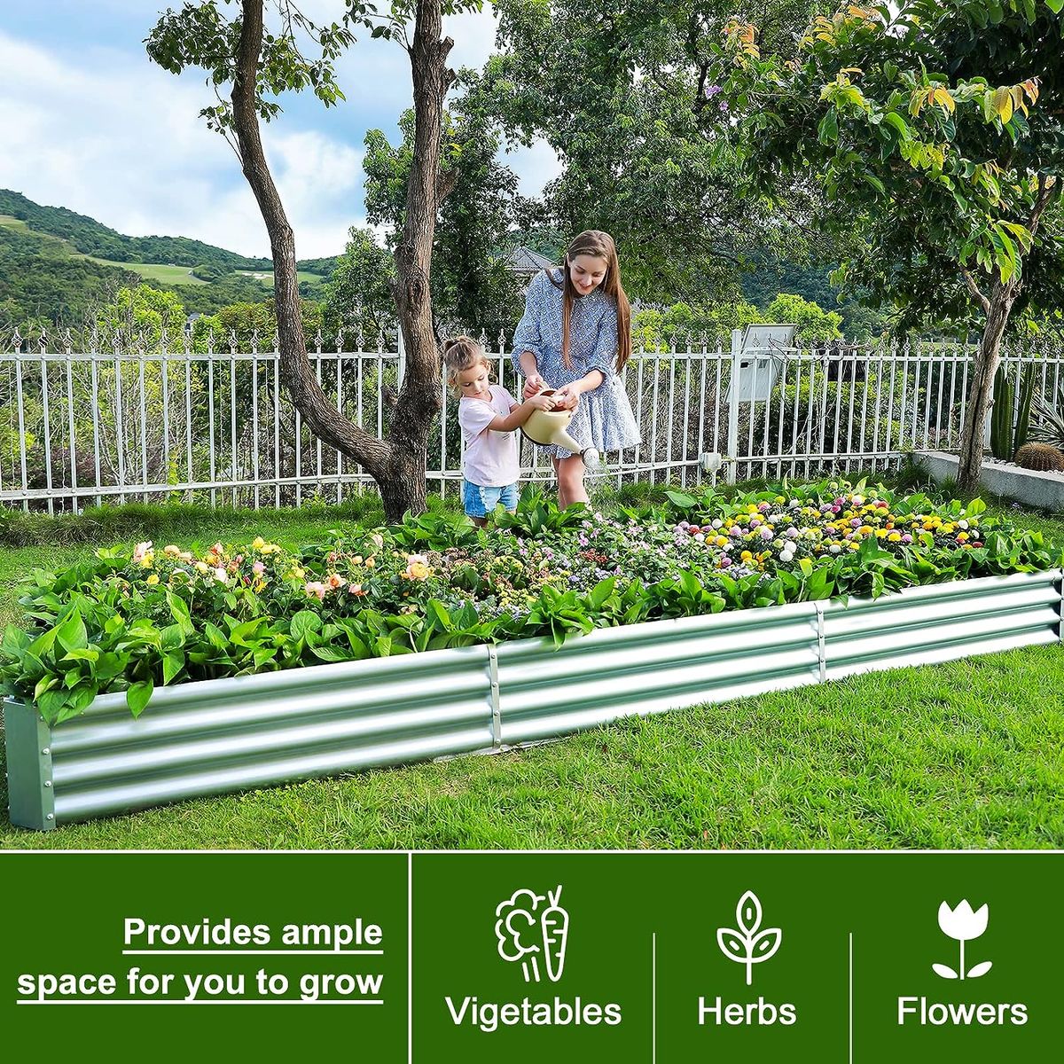 Cart In Mart 2 Pack Galvanised Metal Raised Bed Vegetable Planter Box -Extra Large