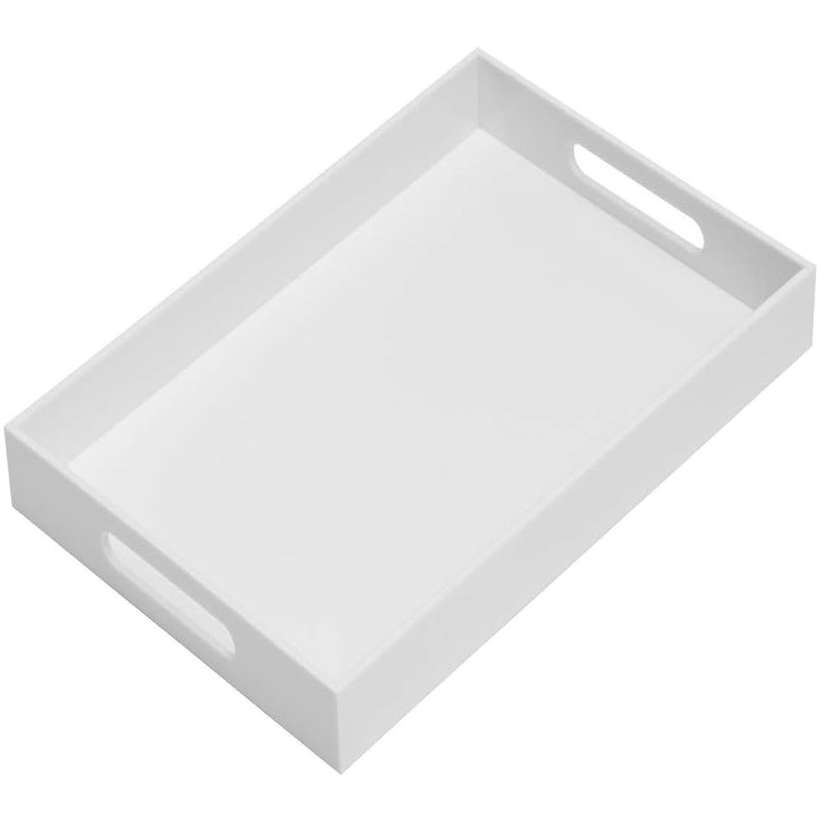 Cart In Mart Large Acrylic Serving Tray With Handles - Table Countertop Organiser Decor White