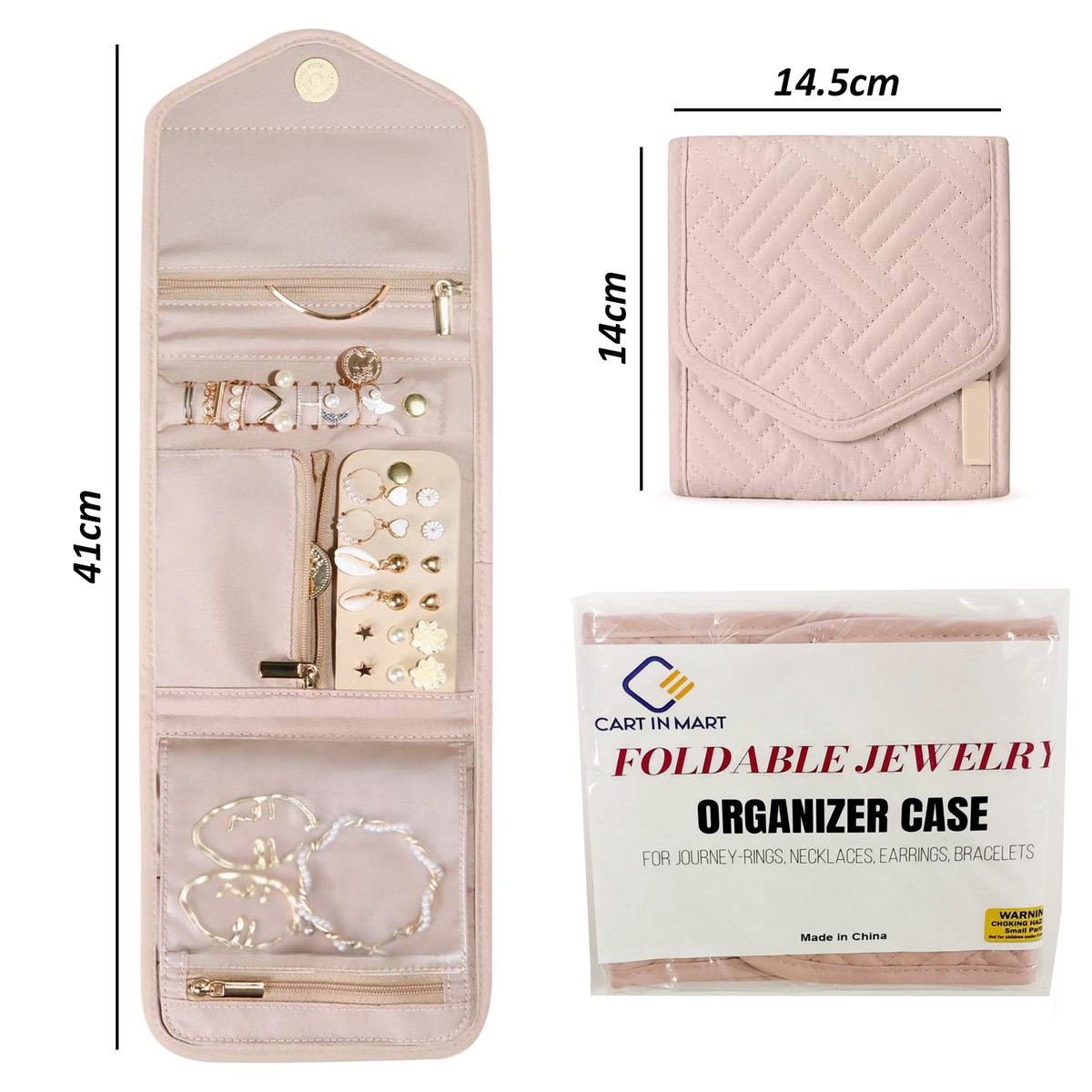 Cart In Mart Foldable Travel Jewelry Organiser Case Pouch Roll Bag For Rings Necklace