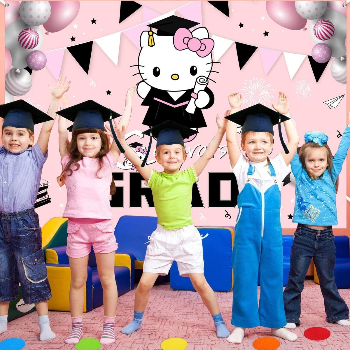 Cart In Mart Pink Graduation Congrats Banner Backdrop Grad Party Decoration-180x100cm