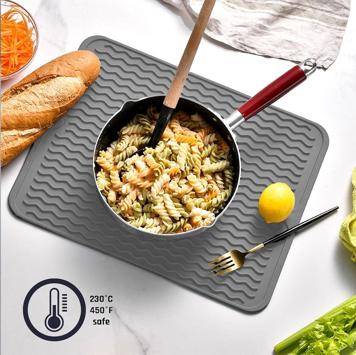 Cart In Mart 2 Pack Silicone Dish Drying Mat- Heat Resistant Multipurpose Liner-30x40cm