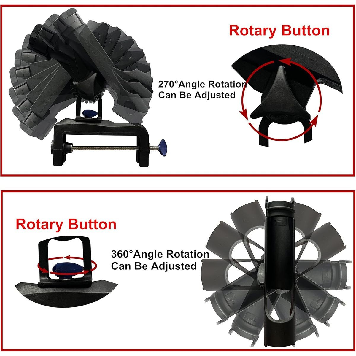 Cart In Mart 2 Pack Boat Fishing Rod Holders 360 Adjustable With Large Clamp Opening