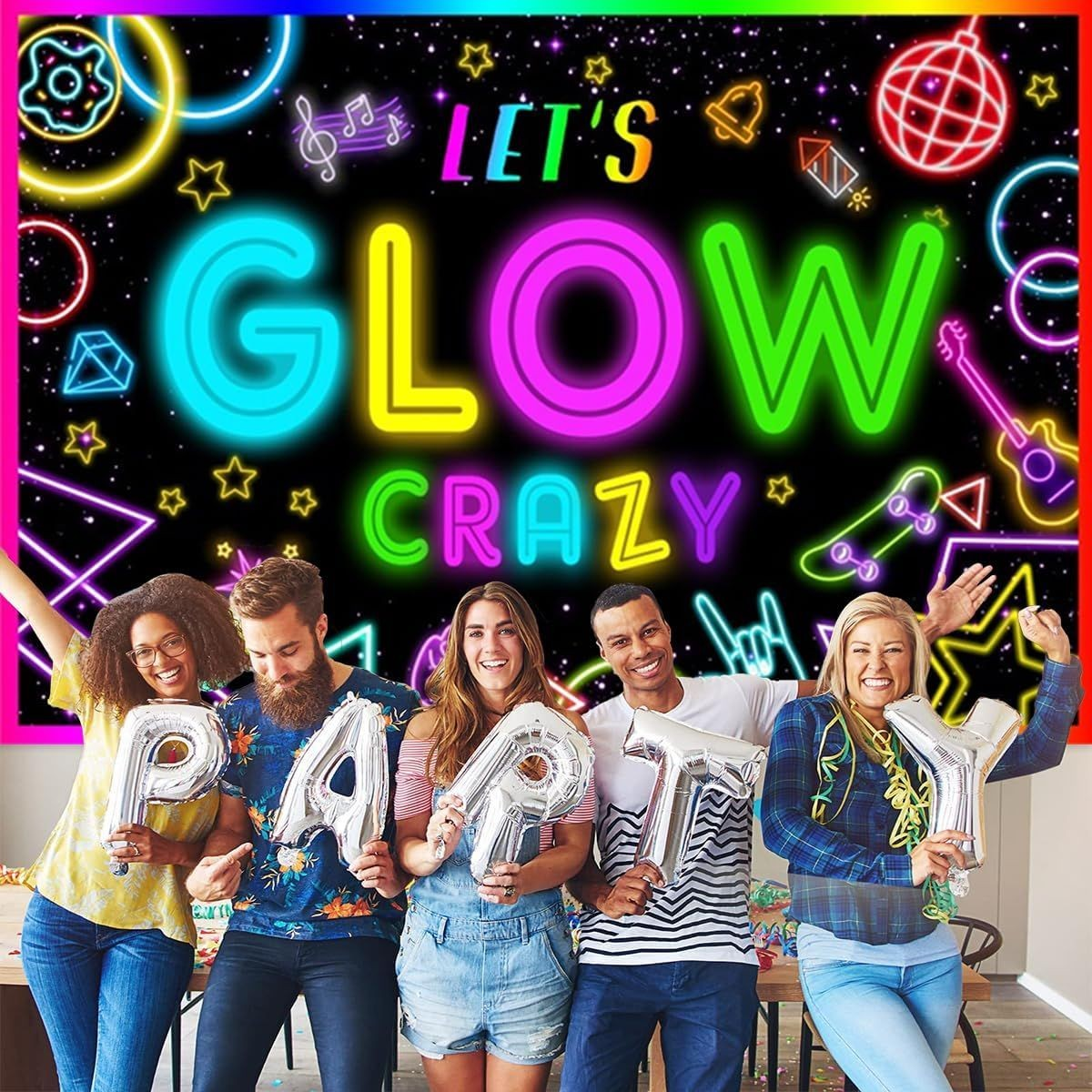Cart In Mart Glow In The Dark Party Decoration Banner Neon Photo Backdrop-2.1x1.5m