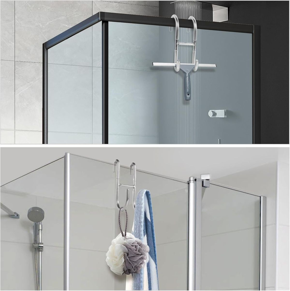 Cart In Mart Shower Door Towel Hooks Bathroom No Drill Over Glass-Multipurpose - Pack of 2