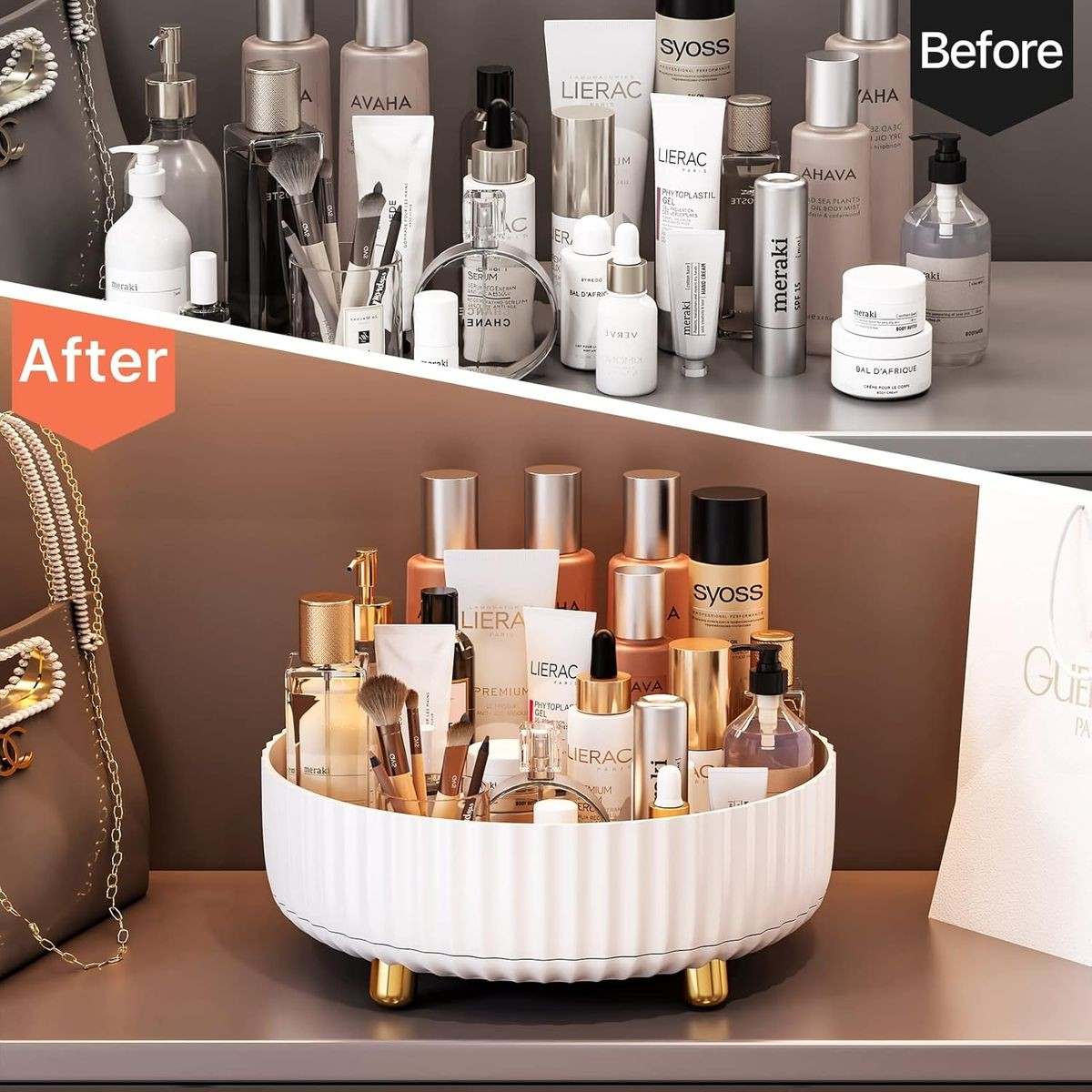 Cart In Mart 360 Rotating Bathroom Organizer Makeup Storage Tray For Perfume Cosmetics