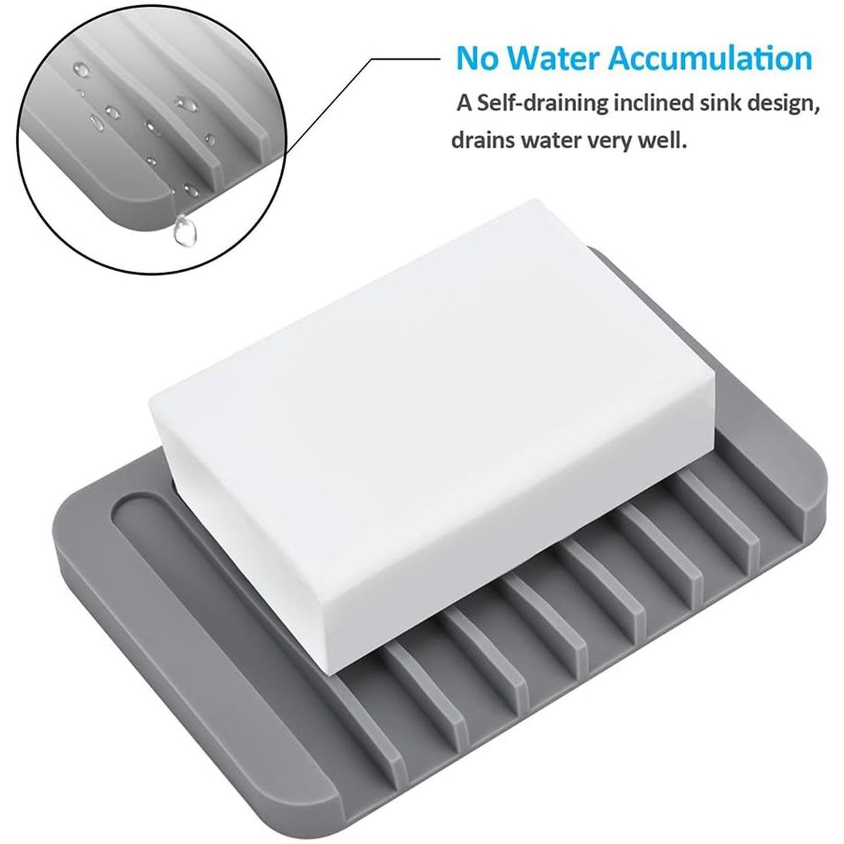Cart In Mart 3 Piece Self Draining Premium Silicone Soap Holder Dish For Bathroom Kitchen