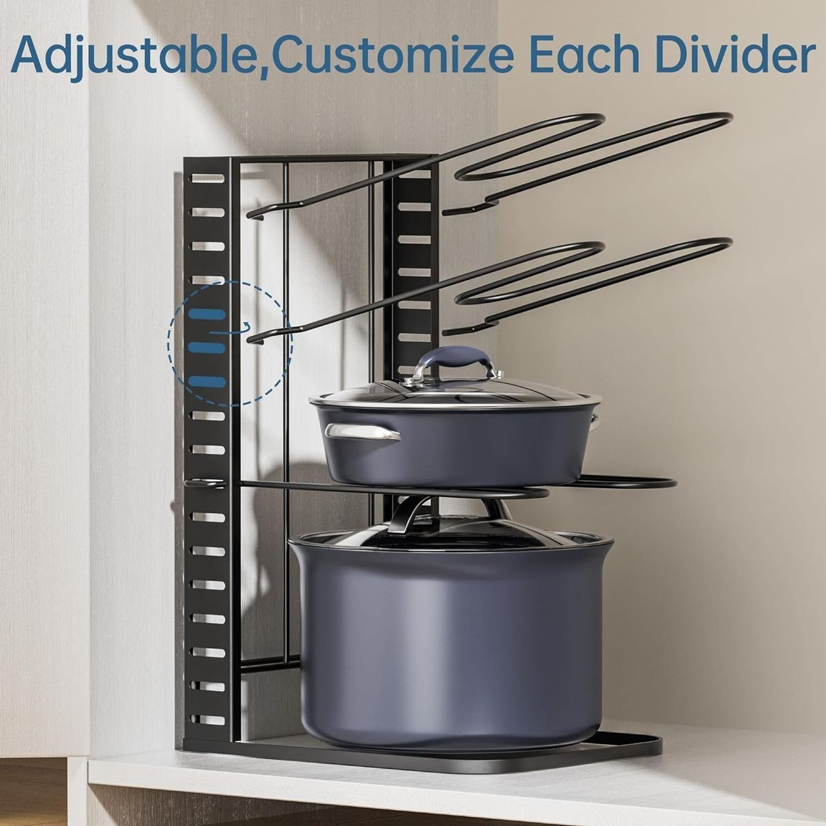 Cart In Mart 8 Tier Pot And Pan Organiser Rack Adjustable Under Or In Cabinet- 3 Methods