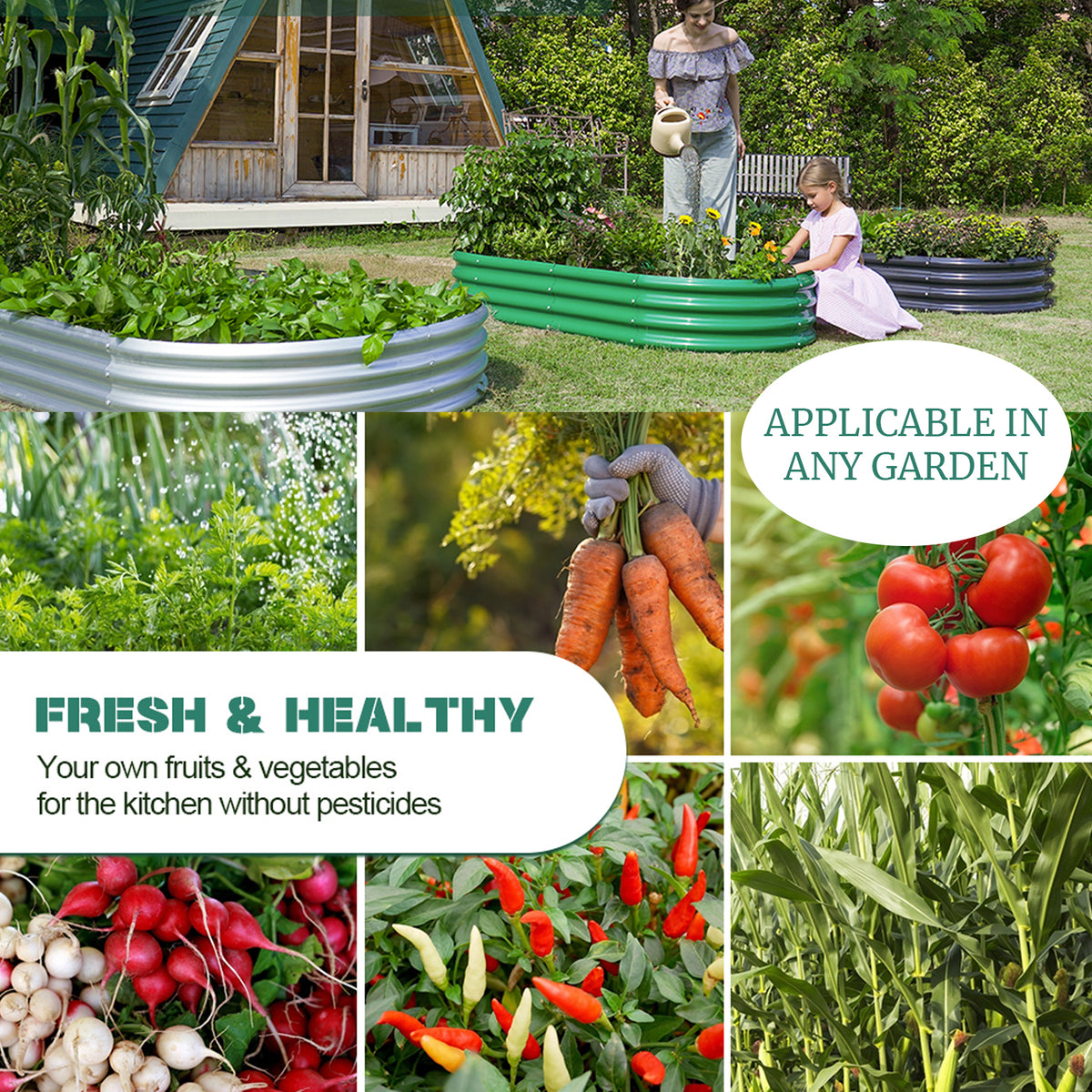 Cart In Mart Galvanised Metal Raised Bed Vegetable Planter Box For Outdoor Garden