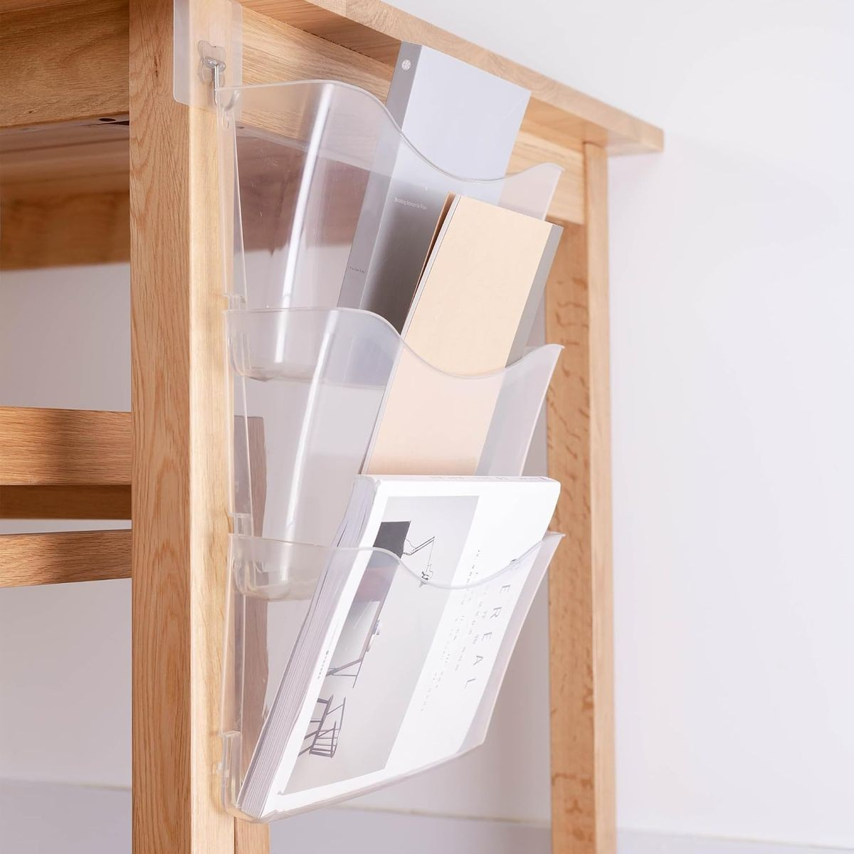 Cart In Mart 3 Pack Clear Acrylic Wall Mount Hanging File Organizer Holder Single Pocket