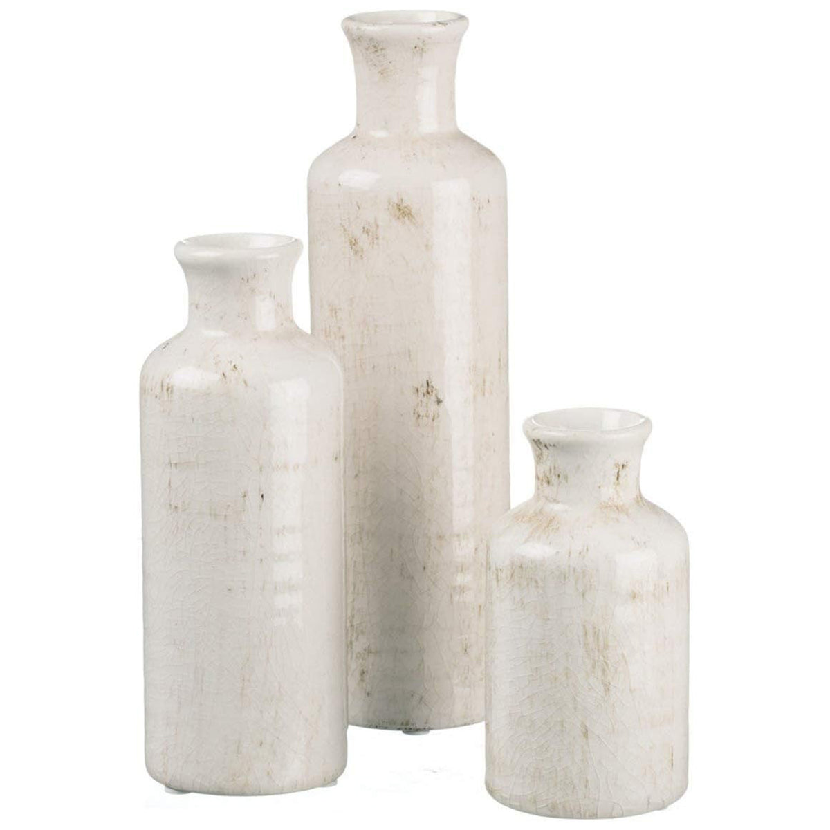 Cart In Mart Ceramic Farmhouse Vase Set For Home Shelf Wedding Table Decor - 3 Piece