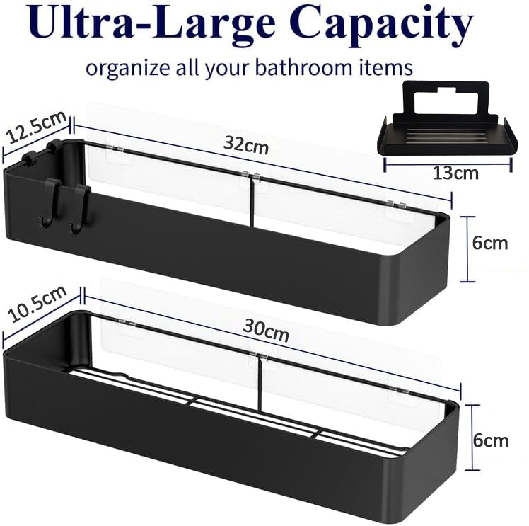 Cart In Mart Adhesive Shower Caddy No Drill Organiser With Soap Holder, Hooks- 5 Piece