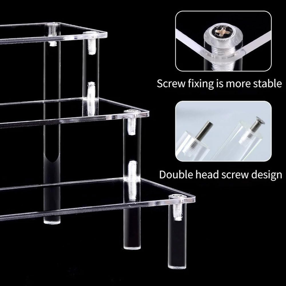 Cart In Mart 3 Tier Clear Acrylic Display Riser Stands Perfume Organiser Cupcake Stand - 2 Pack