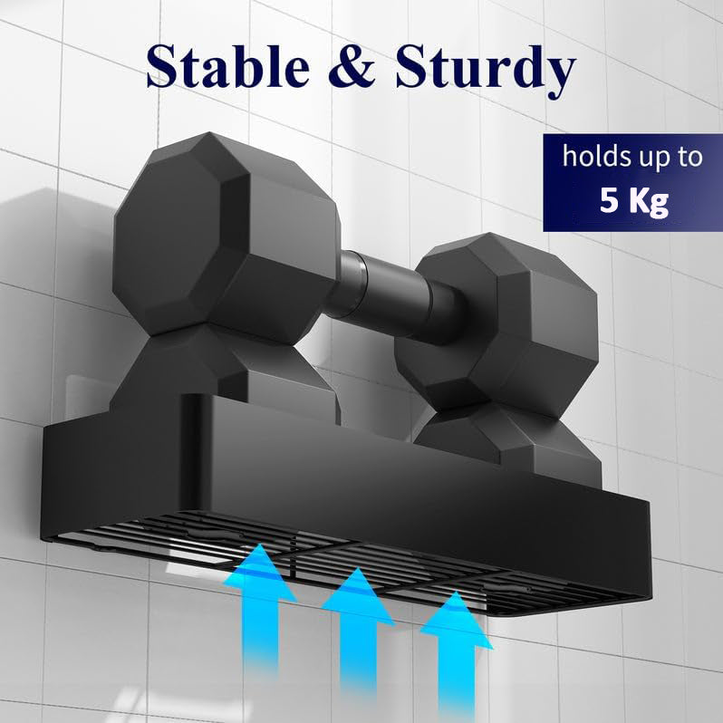 Cart In Mart Adhesive Shower Caddy No Drill Organiser With Soap Holder, Hooks- 5 Piece