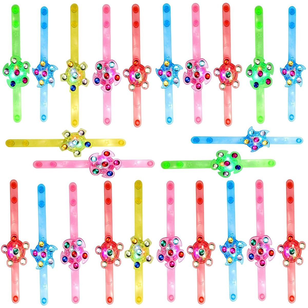 Cart In Mart 24 Pack LED Glow In The Dark Fidget Spinner Bracelets Party Favors Supplies