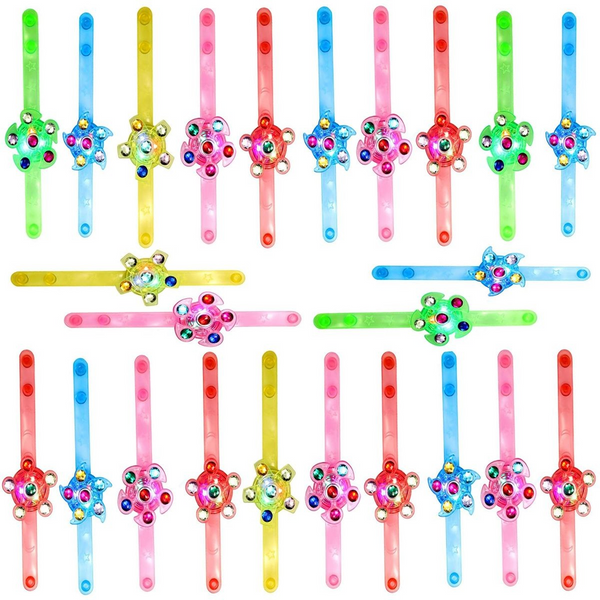 24 Pack LED Glow In The Dark Fidget Spinner Bracelets Party Favors Supplies CART IN MART