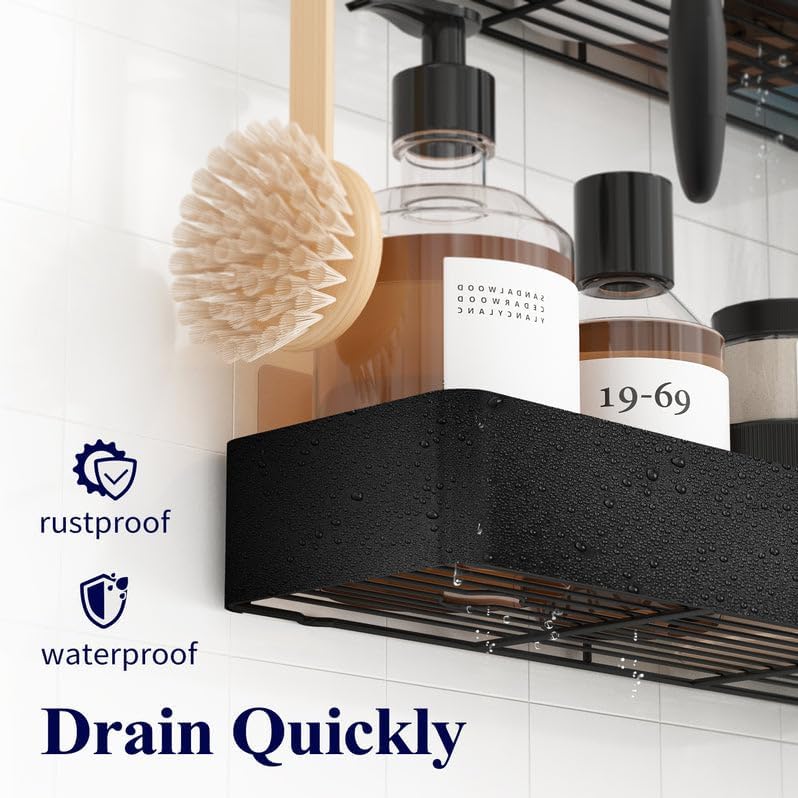 Cart In Mart Adhesive Shower Caddy No Drill Organiser With Soap Holder, Hooks- 5 Piece
