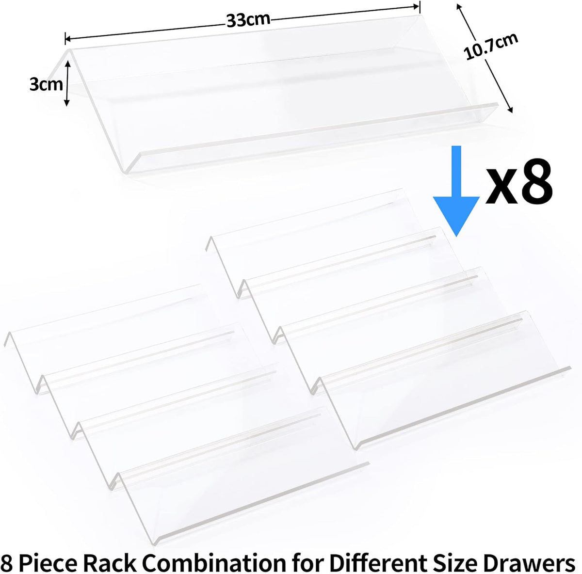Cart In Mart 4 Tier - Clear Acrylic Drawer Spice Organiser Rack Cosmetic Storage - 8 Piece (No Jars)