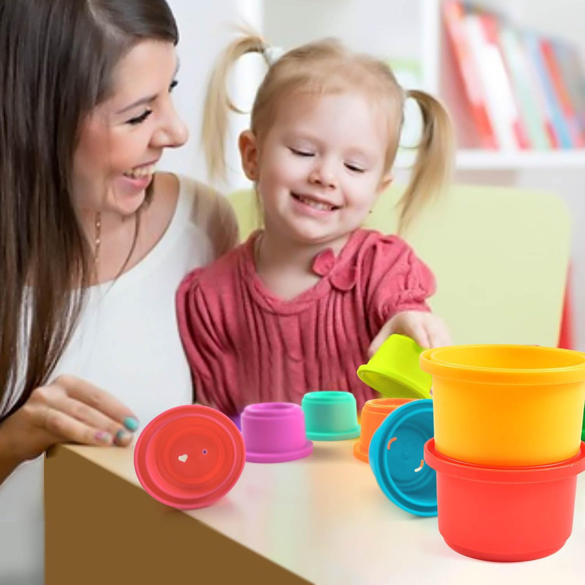 Cart in Mart 8 Pack Baby Stack & Count Stacking Cups Bath Montessori Educational Toy