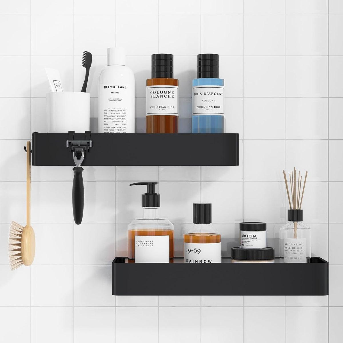 Cart In Mart Adhesive Shower Caddy No Drill Organiser With Soap Holder, Hooks- 5 Piece