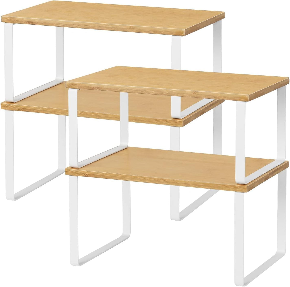 Cart In Mart 4 Pack Stackable Kitchen Cabinet Organiser Shelf Counter Storage - Multipurpose