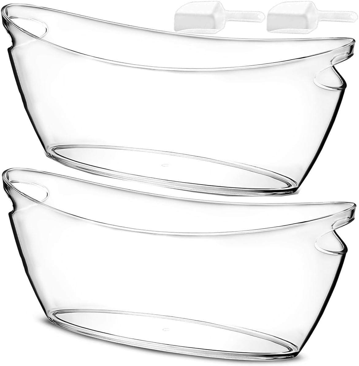 Cart In Mart 2 Pack Clear Large Ice Buckets For Parties Drink Bottles With Scoop-5.5L