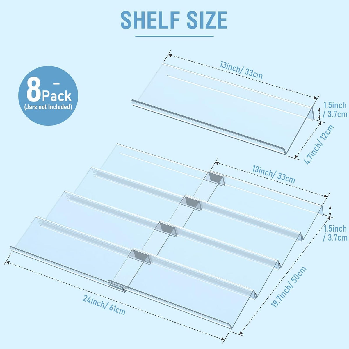 Cart In Mart 4 Tier - Clear Acrylic Drawer Spice Organiser Rack Cosmetic Storage - 8 Piece (No Jars)