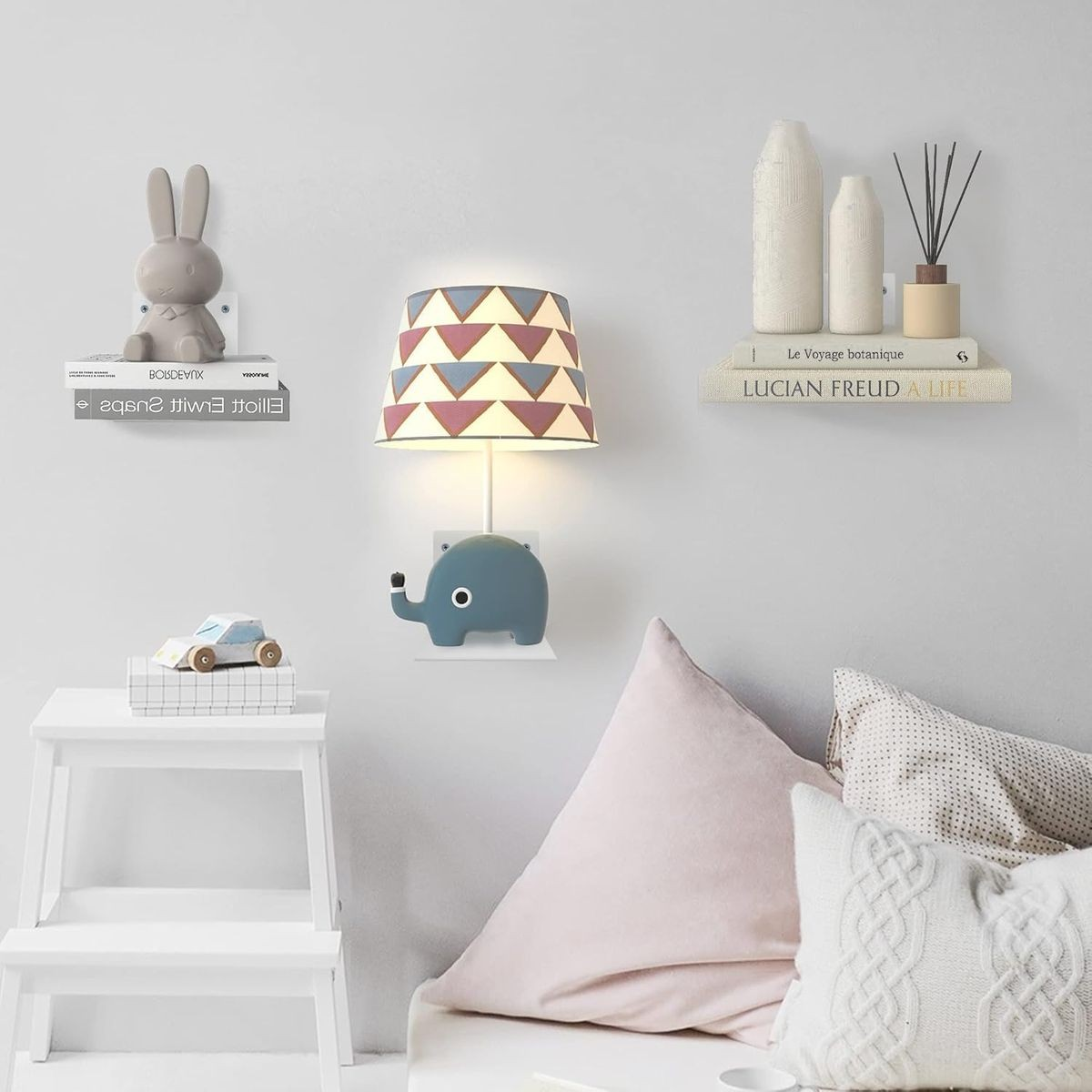 Cart In Mart 4 Pack Invisible Iron Floating Bookshelves Wall Mounted Hanging Shelf_White