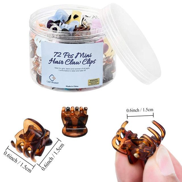 Cart In Mart 72 Pack Durable Mini Hair Claw Clips For Girls & Women Hairstyles-21 Colors