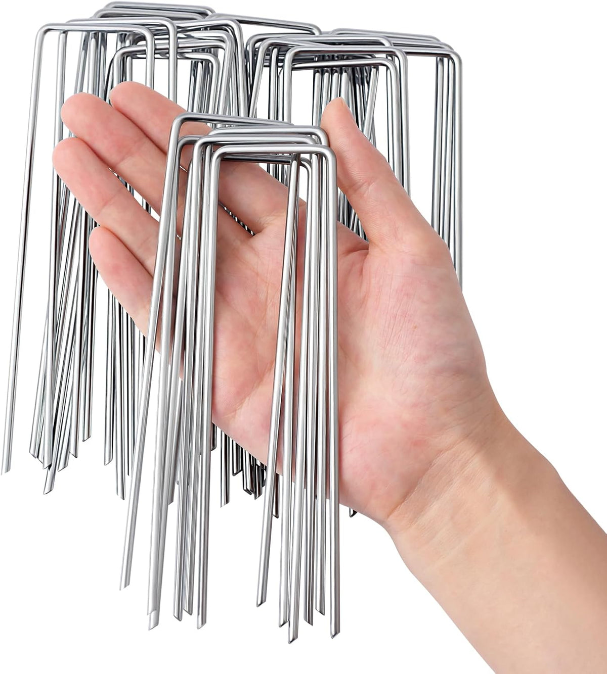 Cart In Mart 120-Pack Galvanized Landscape Staples Garden Stakes For Lawn Fence-15.2cm