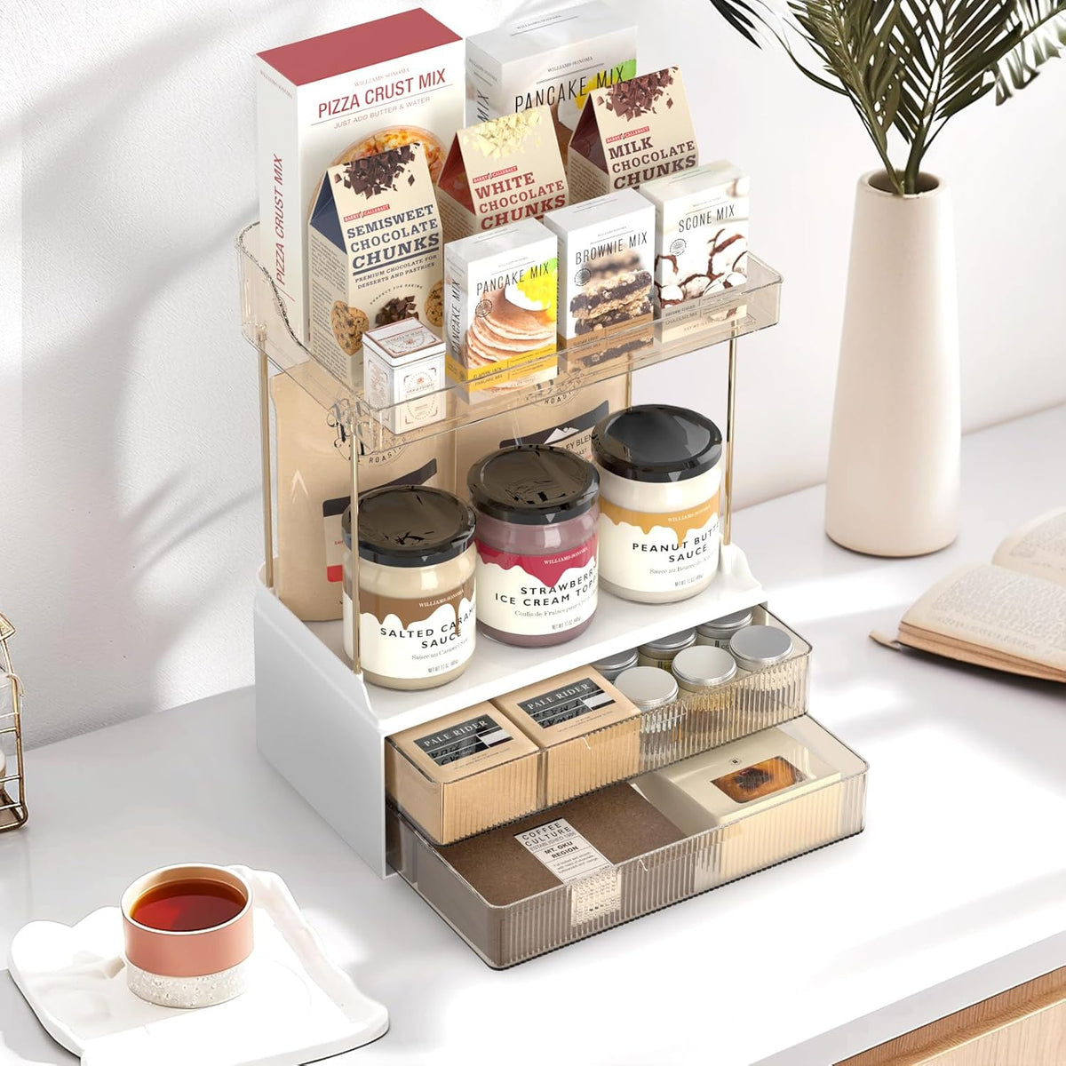 Cart In Mart 2-Tier 2-Drawer Bathroom Organiser Countertop Multi-Purpose Makeup Storage