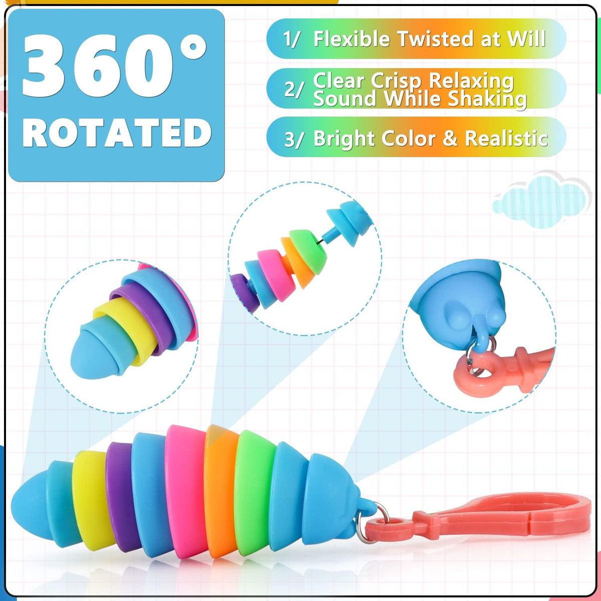 12-Piece Mini Fidget Toys Set | Anxiety Relief Slugs & Party Favors | Cart In Mart
