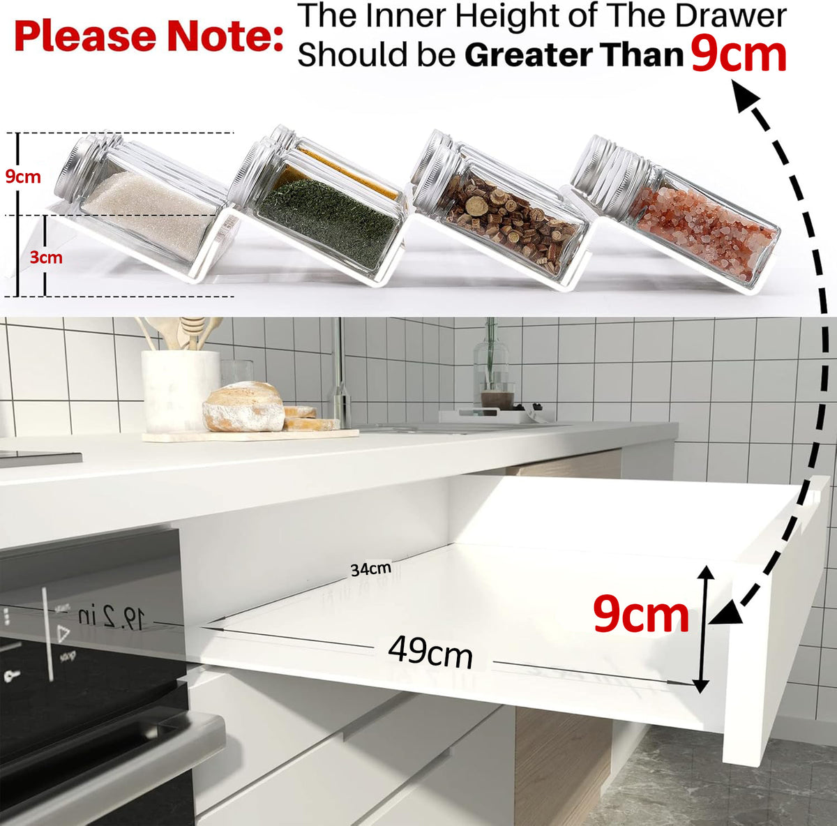 Cart In Mart 4 Tier Clear Acrylic Drawer Spice Rack Organiser With 28 Containers,Labels
