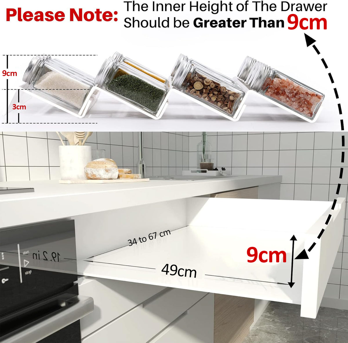 Cart In Mart 4 Tier - Clear Acrylic Drawer Spice Organiser Rack Cosmetic Storage - 8 Piece (No Jars)