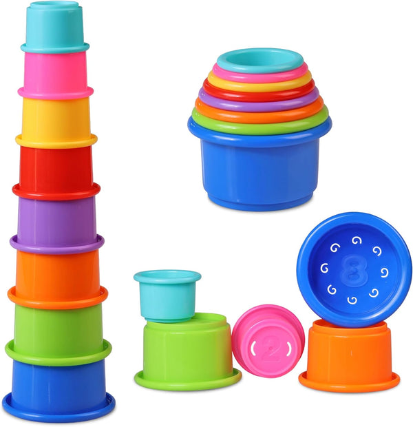 Cart in Mart 8 Pack Baby Stack & Count Stacking Cups Bath Montessori Educational Toy