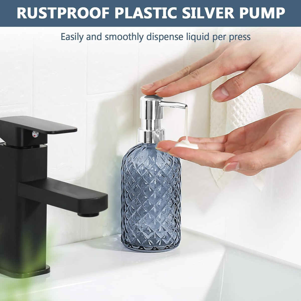 Cart In Mart 2-Pack Glass Hand Soap Dispenser Lotion Refillable Stainless Steel Pump
