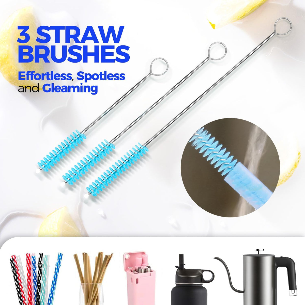 Cart In Mart 8 Pack Bottle Cleaner Brush Set For Decanter Baby Bottle Tumbler Cup Lid