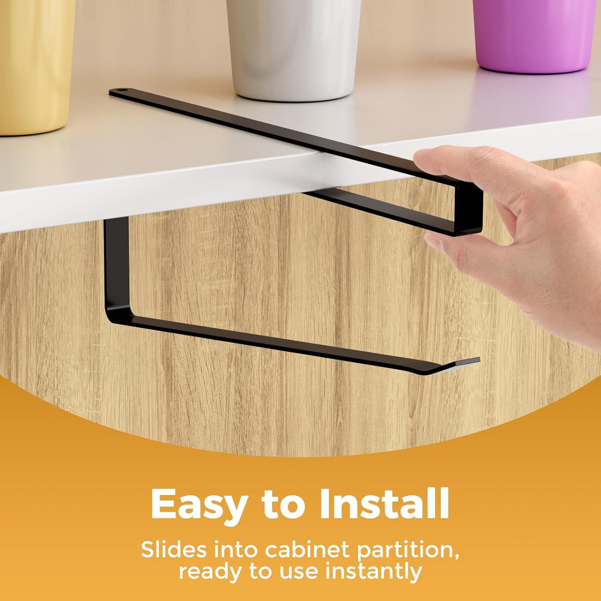 Cart In Mart Tumbler Cup Lid Organiser - Under Cabinet Paper Towel Holder Hook - Space Saver