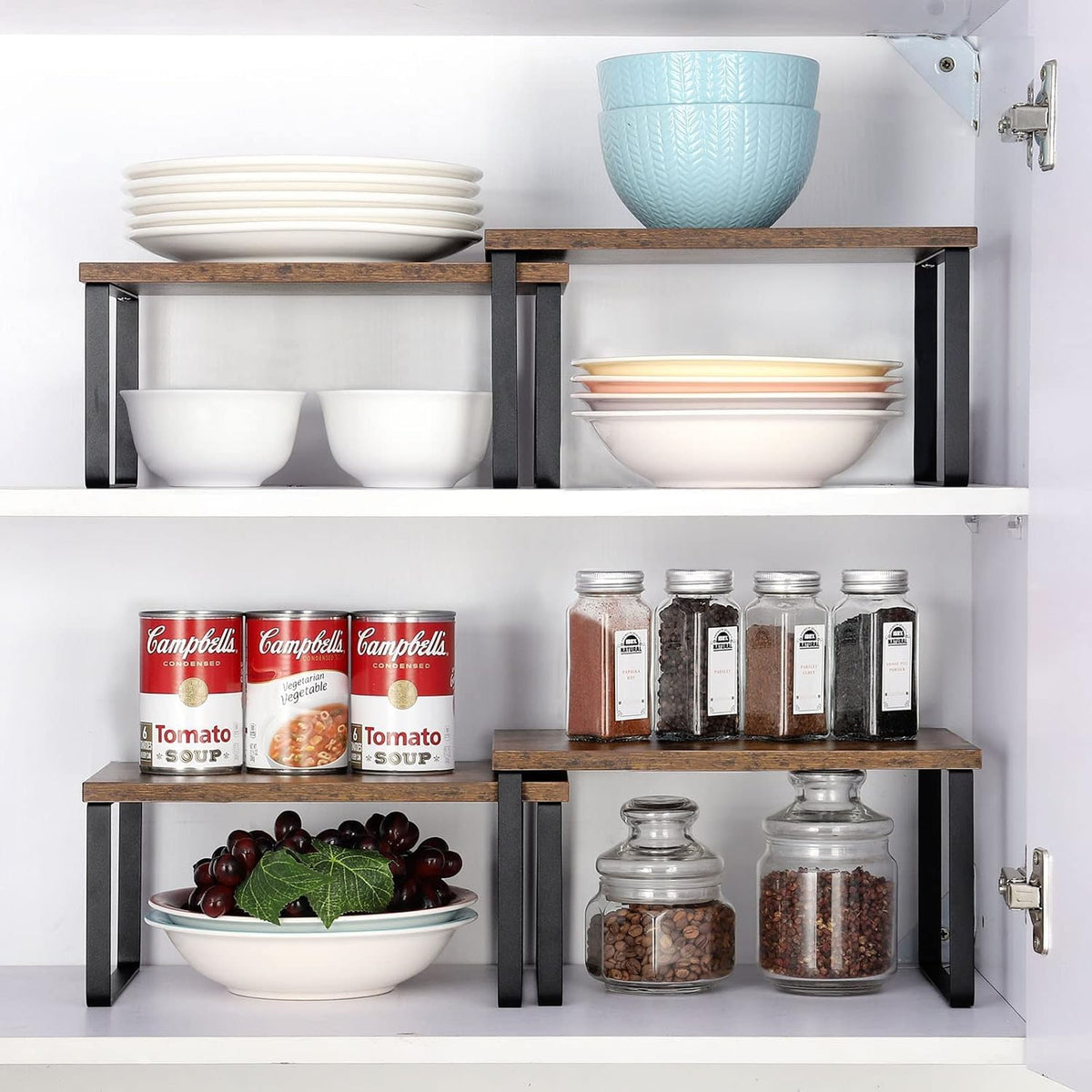 Cart In Mart 2 Pack Stackable Kitchen Cabinet Organiser Shelf Counter Storage - Multipurpose