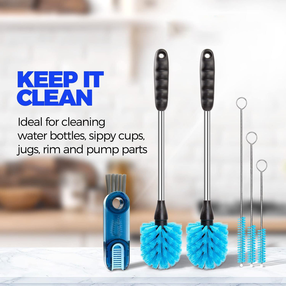 Cart In Mart 8 Pack Bottle Cleaner Brush Set For Decanter Baby Bottle Tumbler Cup Lid