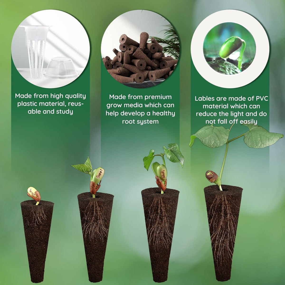 48-Piece Hydroponic Seed Pod Kit | Grow Sponges, Baskets & Domes | Cart In Mart