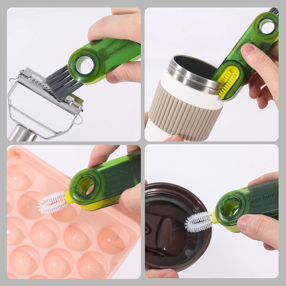 Cart In Mart 4 Piece 3 in 1 Bottle Tumbler Cup Lid Gap Cleaning Brush Set Multipurpose
