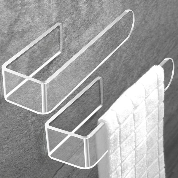 Cart In Mart Adhesive Clear Acrylic Hand Towel Holder For Bathroom Kitchen Wall - 2 Pack